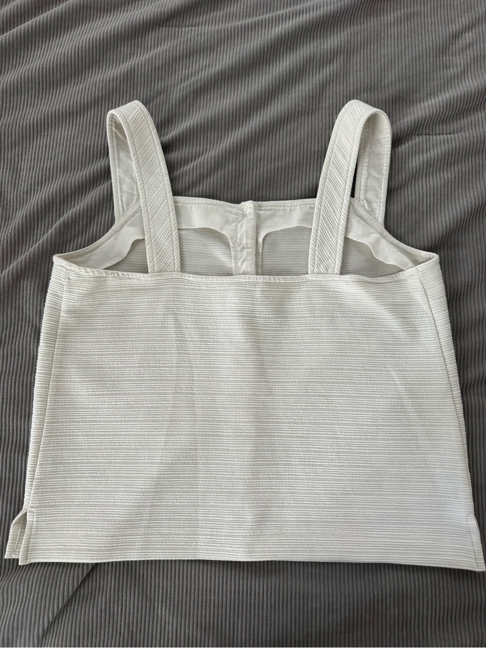 J. Crew Cream Ribbed Button-Front Tank - Picture 2 of 7